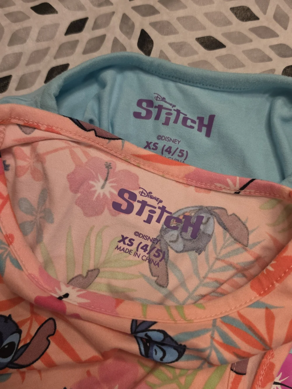 🌼Disney Girls' Stitch Tropical Print Peach & Light Blue Tank Dresses
